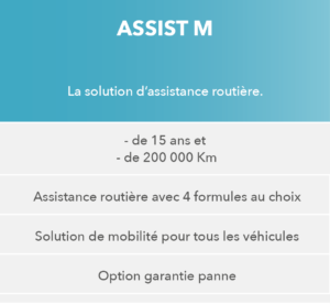 Tableau présentant le détail de l'offre Assist M pour l'assistance routière